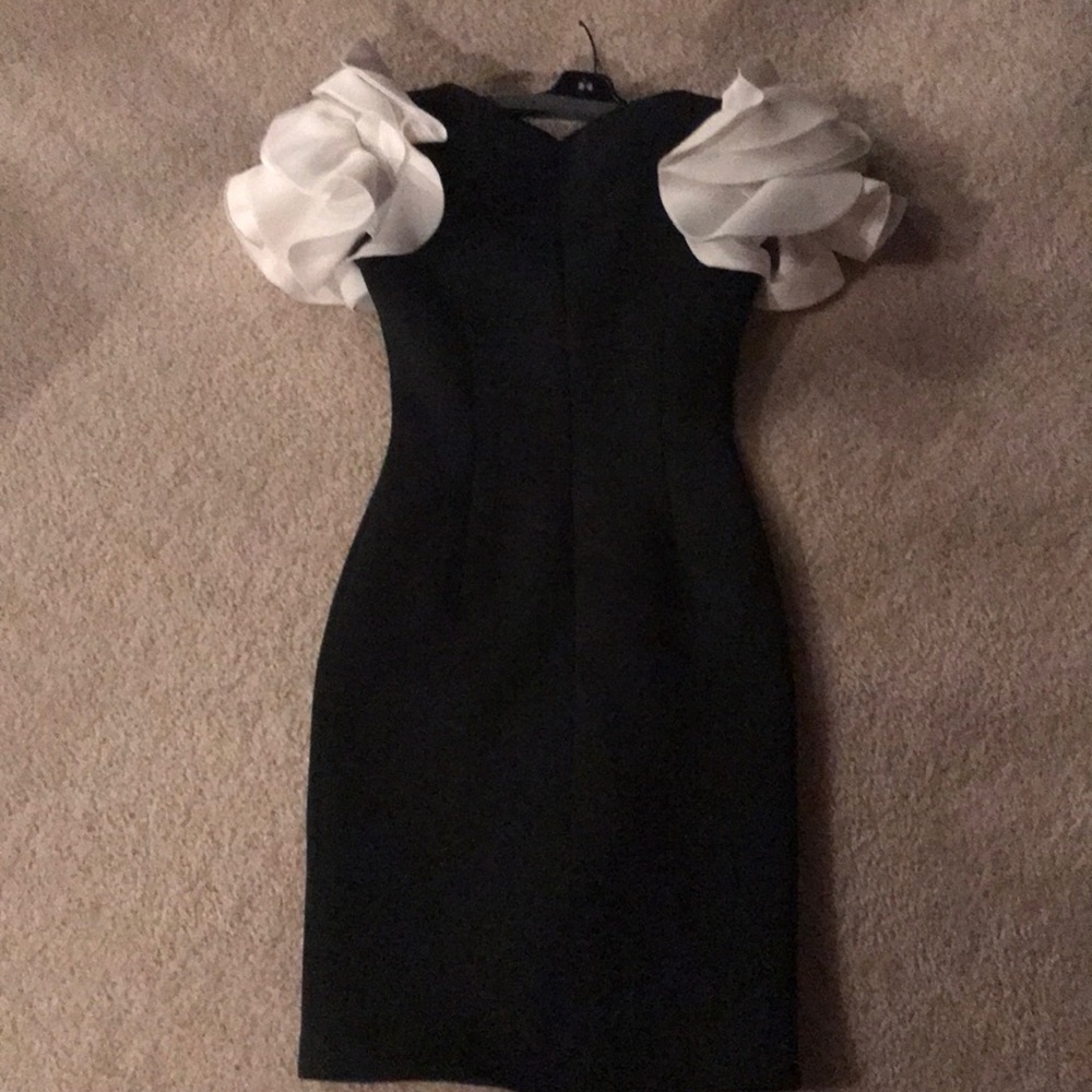 Jovani black and white knee length elegant dress